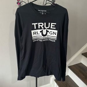 True Religion Men Black Long Sleeve Cotton T-Shirt Size Large NWT